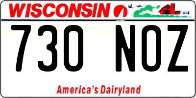 WI license plate 730NOZ