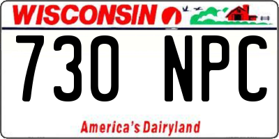 WI license plate 730NPC
