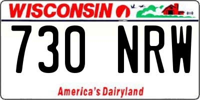 WI license plate 730NRW