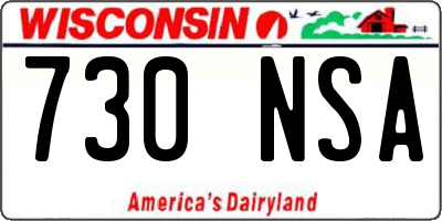 WI license plate 730NSA