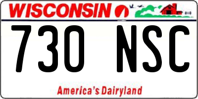 WI license plate 730NSC