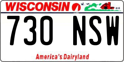 WI license plate 730NSW