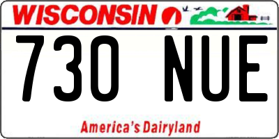 WI license plate 730NUE