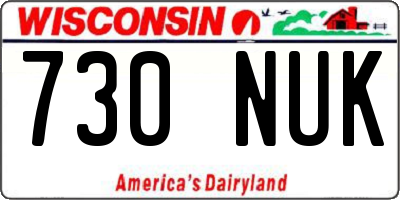 WI license plate 730NUK