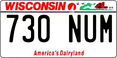 WI license plate 730NUM