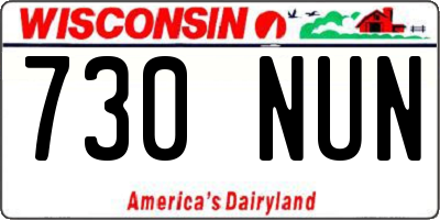 WI license plate 730NUN