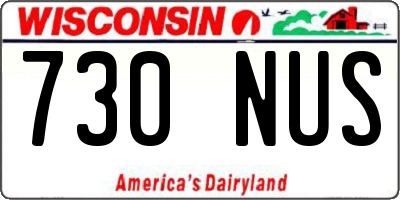 WI license plate 730NUS