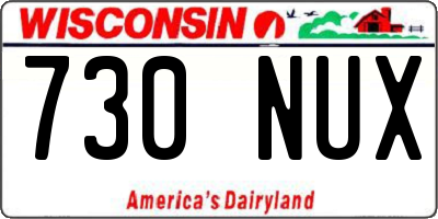 WI license plate 730NUX