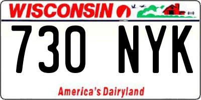 WI license plate 730NYK