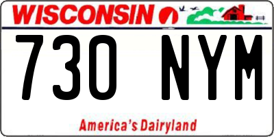 WI license plate 730NYM