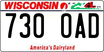 WI license plate 730OAD