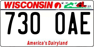 WI license plate 730OAE