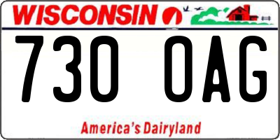 WI license plate 730OAG