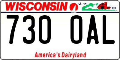 WI license plate 730OAL