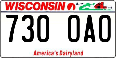 WI license plate 730OAO
