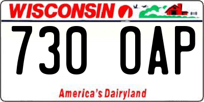 WI license plate 730OAP
