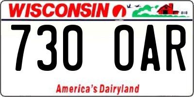 WI license plate 730OAR