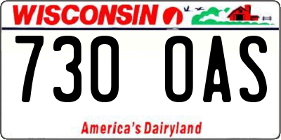 WI license plate 730OAS
