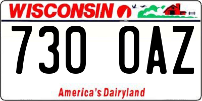 WI license plate 730OAZ