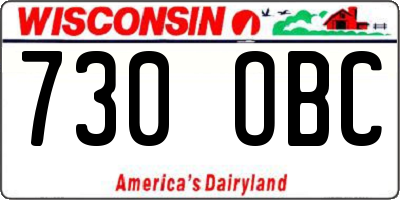 WI license plate 730OBC