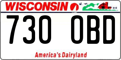 WI license plate 730OBD