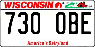 WI license plate 730OBE