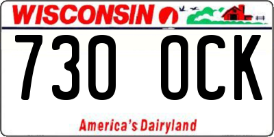 WI license plate 730OCK