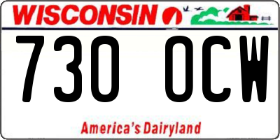 WI license plate 730OCW