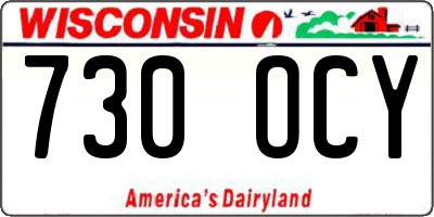 WI license plate 730OCY