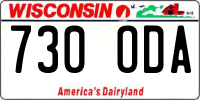 WI license plate 730ODA