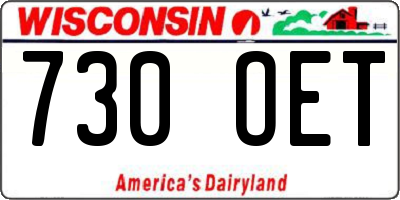 WI license plate 730OET