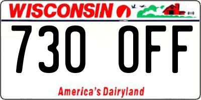 WI license plate 730OFF