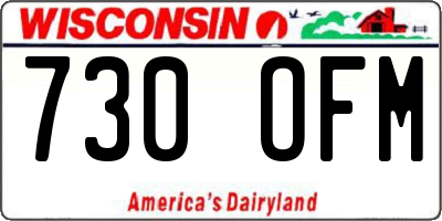 WI license plate 730OFM