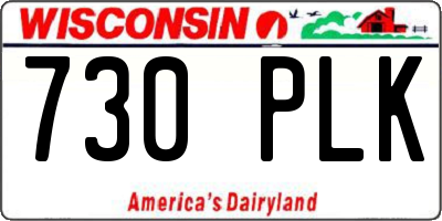 WI license plate 730PLK