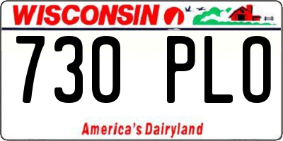 WI license plate 730PLO
