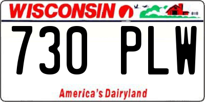 WI license plate 730PLW