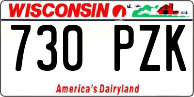 WI license plate 730PZK