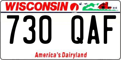 WI license plate 730QAF