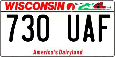 WI license plate 730UAF