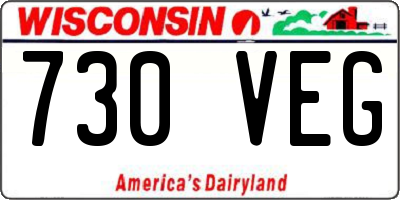 WI license plate 730VEG