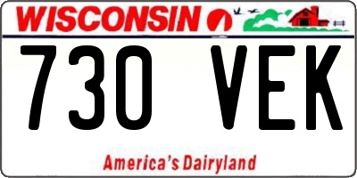 WI license plate 730VEK