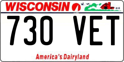 WI license plate 730VET