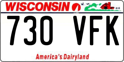 WI license plate 730VFK