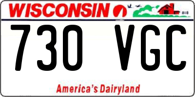 WI license plate 730VGC