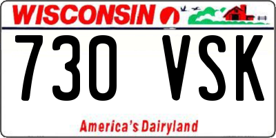 WI license plate 730VSK