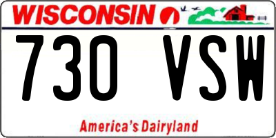 WI license plate 730VSW