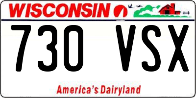 WI license plate 730VSX