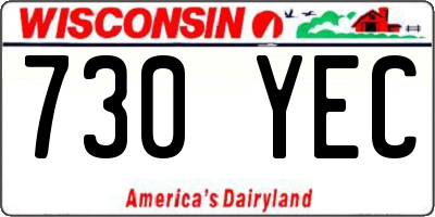 WI license plate 730YEC