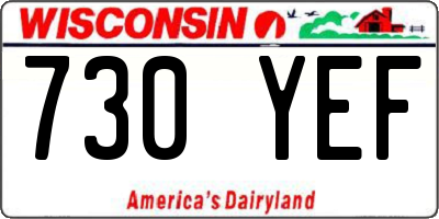 WI license plate 730YEF