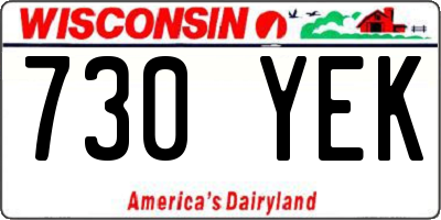 WI license plate 730YEK